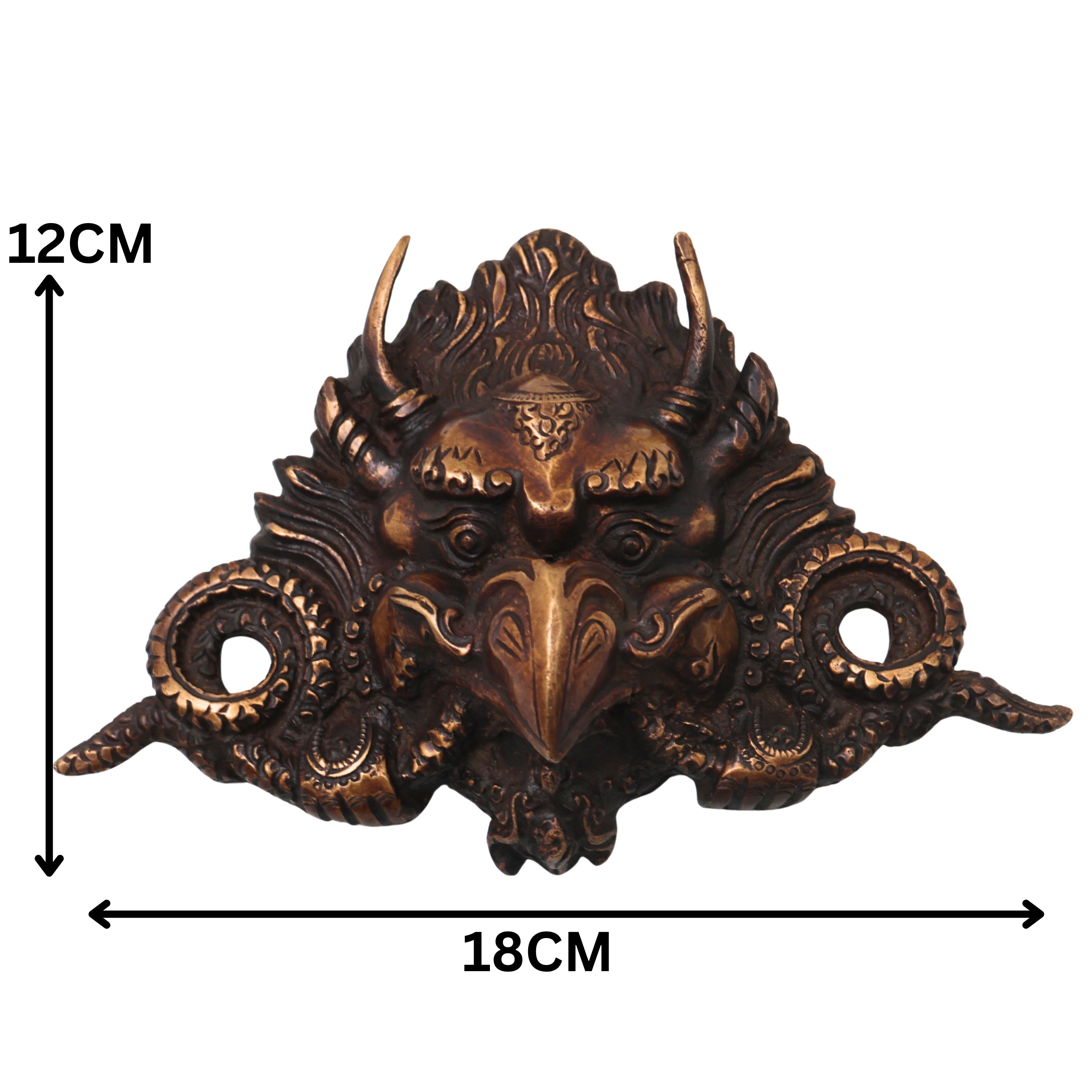 Brass Garuda Mask Wall Hanging, Vishnu Vahana Garuda Face Sculpture for Vastu, Temple, Pooja & Home Decor, Gold, 4.5 Inch, 1 Piece