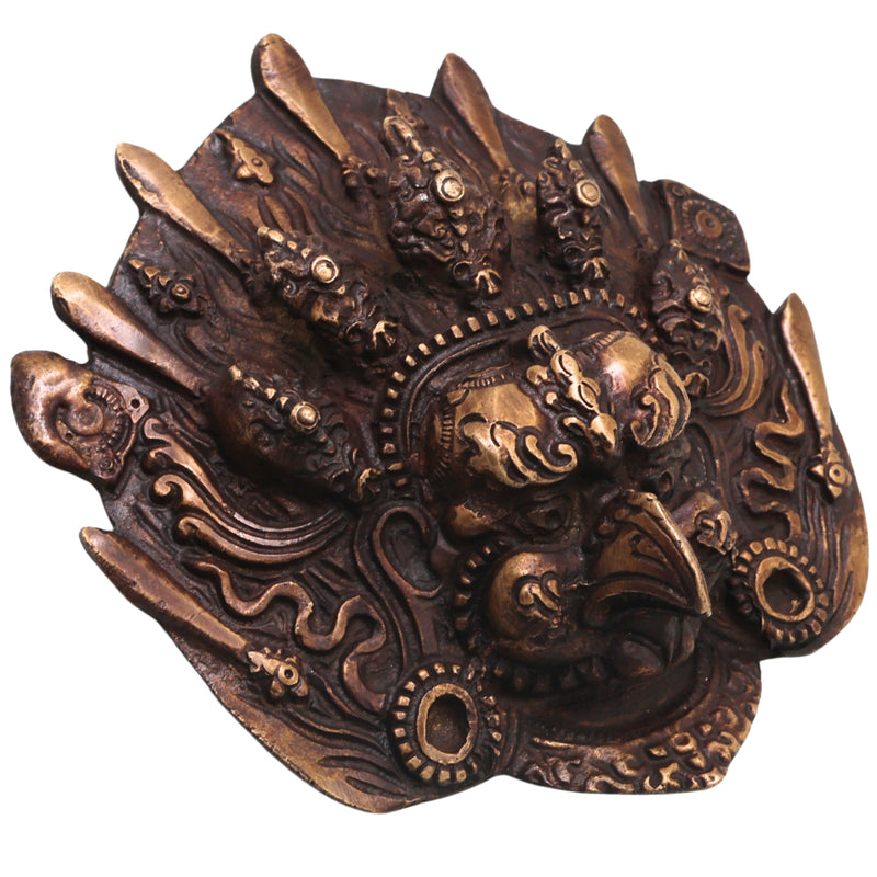 Brass Garuda Face Sculpture Wall Hanging, Vishnu Vahana Garuda Mask, Traditional Temple Decor & Spiritual Gift, Gold, 5 Inch, 1 Piece