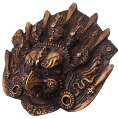 Brass Garuda Face Sculpture Wall Hanging, Vishnu Vahana Garuda Mask, Traditional Temple Decor & Spiritual Gift, Gold, 5 Inch, 1 Piece