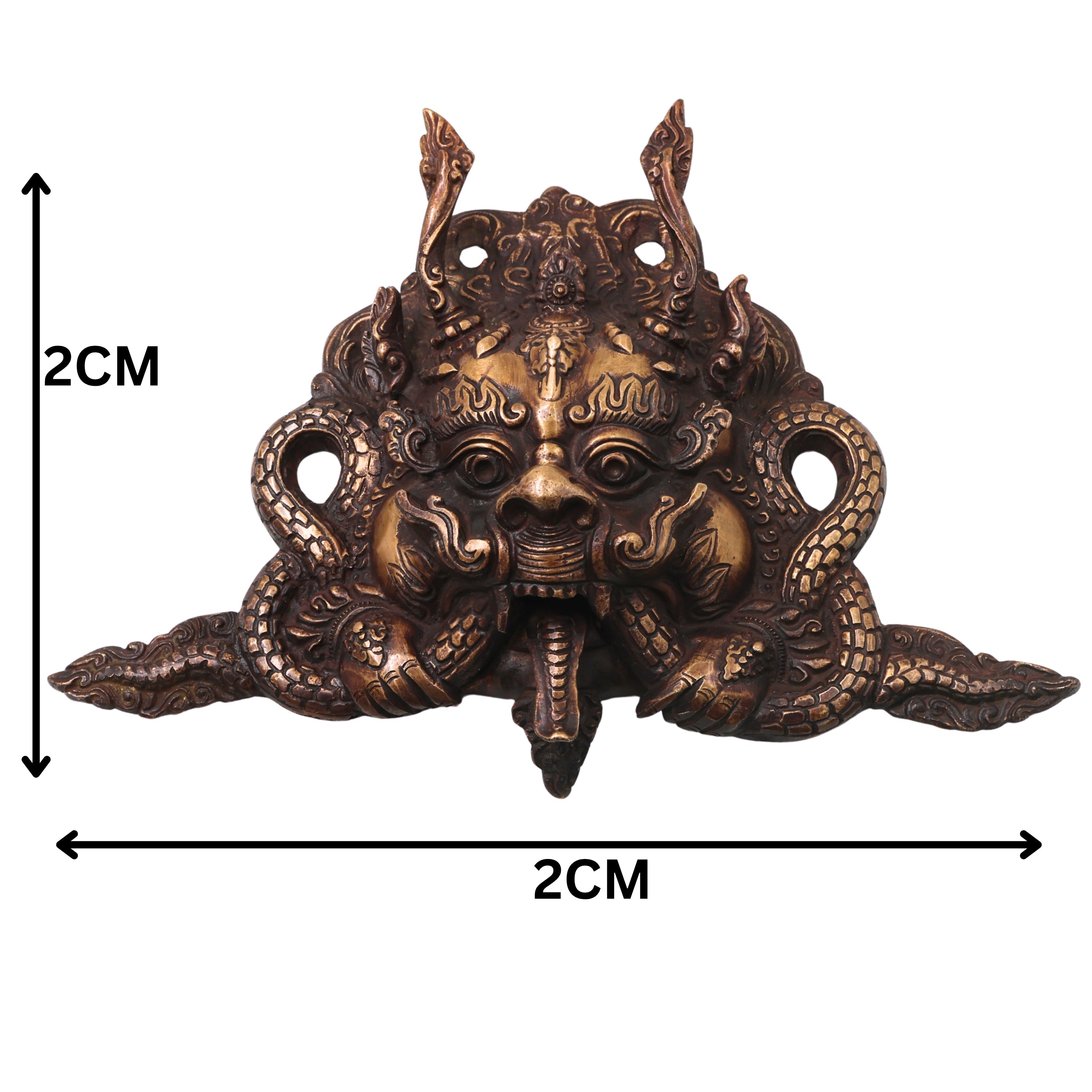 Handcrafted Brass Kaal Bhairava Face Sculpture, Traditional Bhairav Wall Hanging for Pooja, Vastu & Temple Decor, Gold, 7.5 Inch, 1 Piece