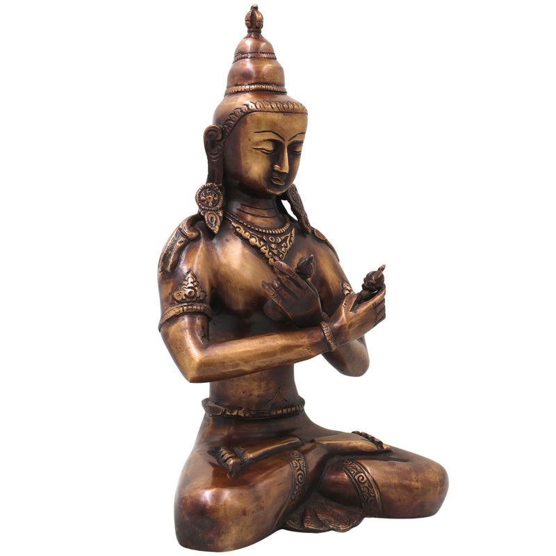 Brass Vajrasattva Murti Statue Handcrafted Dorje Sempa Buddhist Idol for Pooja, Home Decor & Gifting, Gold, 14 Inch, 1 Piece