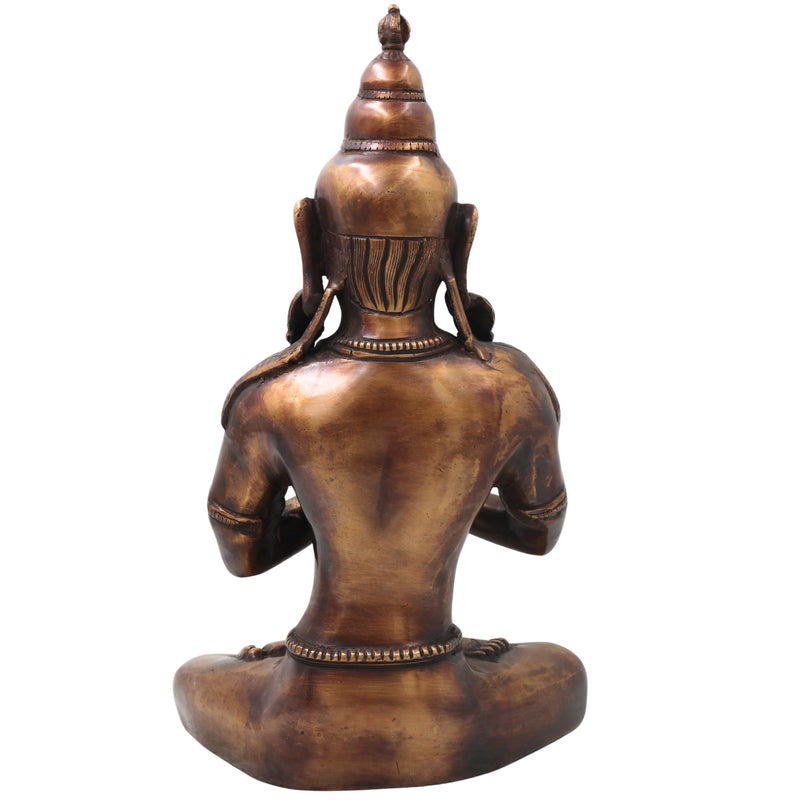 Brass Vajrasattva Murti Statue Handcrafted Dorje Sempa Buddhist Idol for Pooja, Home Decor & Gifting, Gold, 14 Inch, 1 Piece