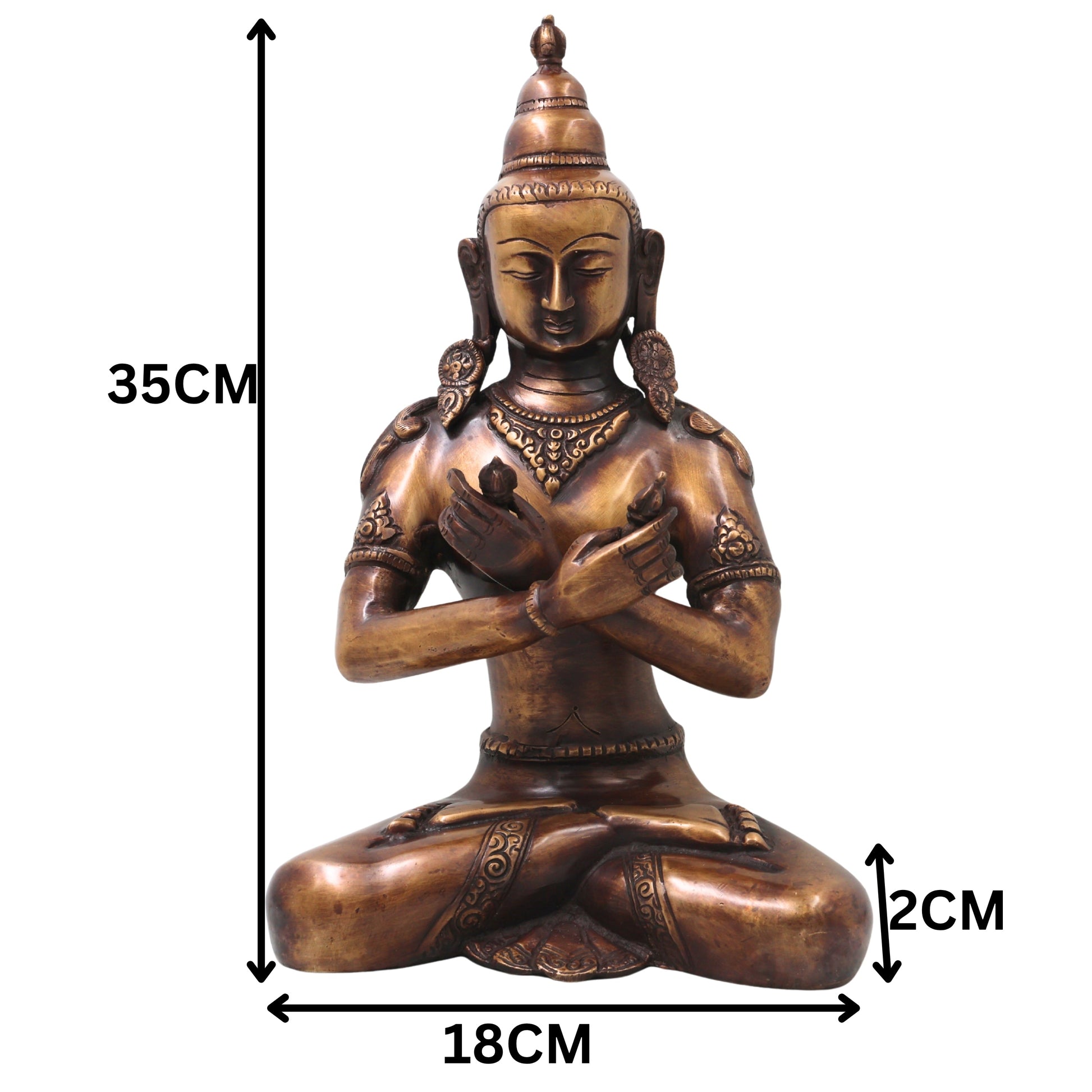 Brass Vajrasattva Murti Statue Handcrafted Dorje Sempa Buddhist Idol for Pooja, Home Decor & Gifting, Gold, 14 Inch, 1 Piece