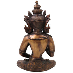 Brass Vajrasattva Murti Statue, Handcrafted Dorje Sempa Buddhist Idol for Pooja, Home Decor & Gifting, Gold, 15.5 Inch, 1 Piece