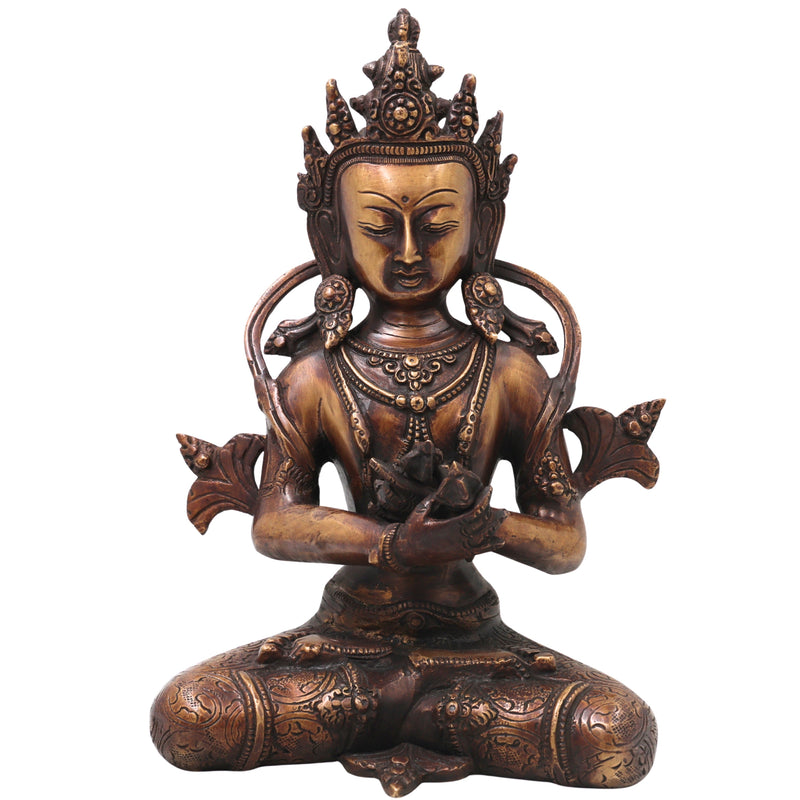 Brass Vajradhara Idol Murti Handcrafted  Adi Buddha Dorje Chang Statue for Pooja, Home Decor & Gifting, Gold, 11 Inch, 1 Piece