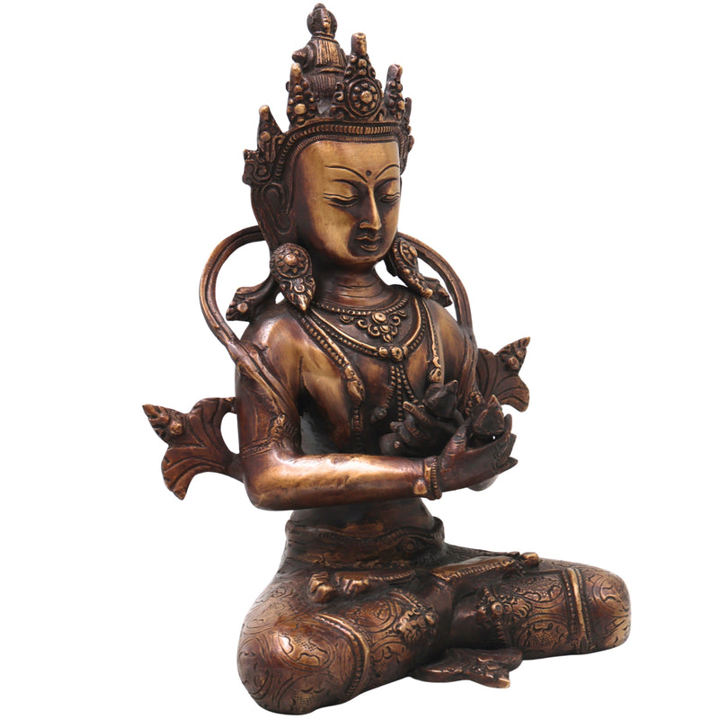 Brass Vajradhara Idol Murti Handcrafted  Adi Buddha Dorje Chang Statue for Pooja, Home Decor & Gifting, Gold, 11 Inch, 1 Piece
