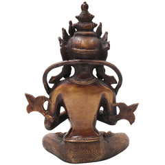 Brass Vajradhara Idol Murti Handcrafted  Adi Buddha Dorje Chang Statue for Pooja, Home Decor & Gifting, Gold, 11 Inch, 1 Piece