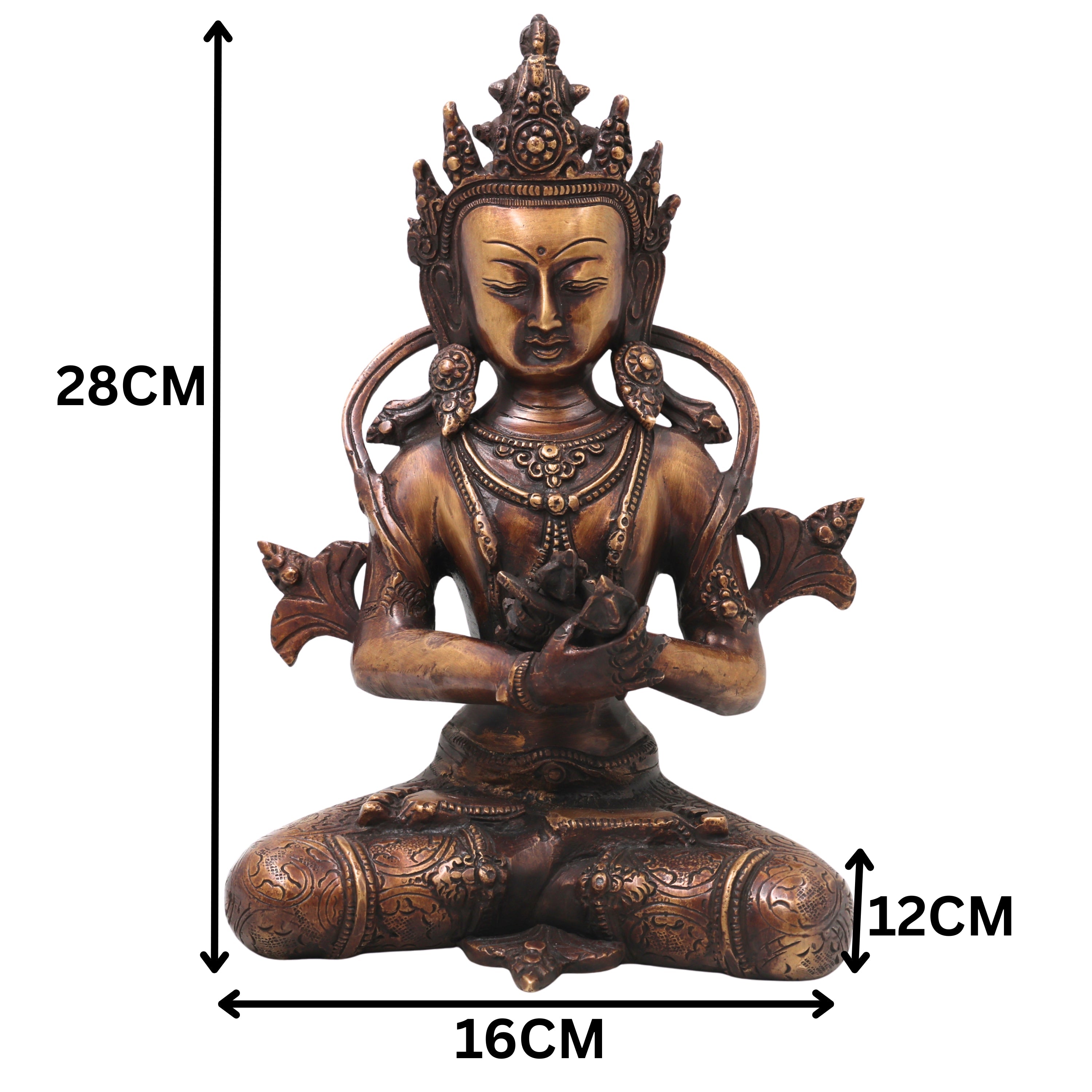 Brass Vajradhara Idol Murti Handcrafted  Adi Buddha Dorje Chang Statue for Pooja, Home Decor & Gifting, Gold, 11 Inch, 1 Piece