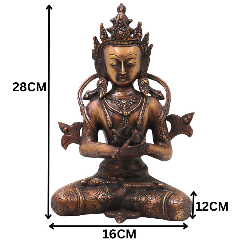 Brass Vajradhara Idol Murti Handcrafted  Adi Buddha Dorje Chang Statue for Pooja, Home Decor & Gifting, Gold, 11 Inch, 1 Piece