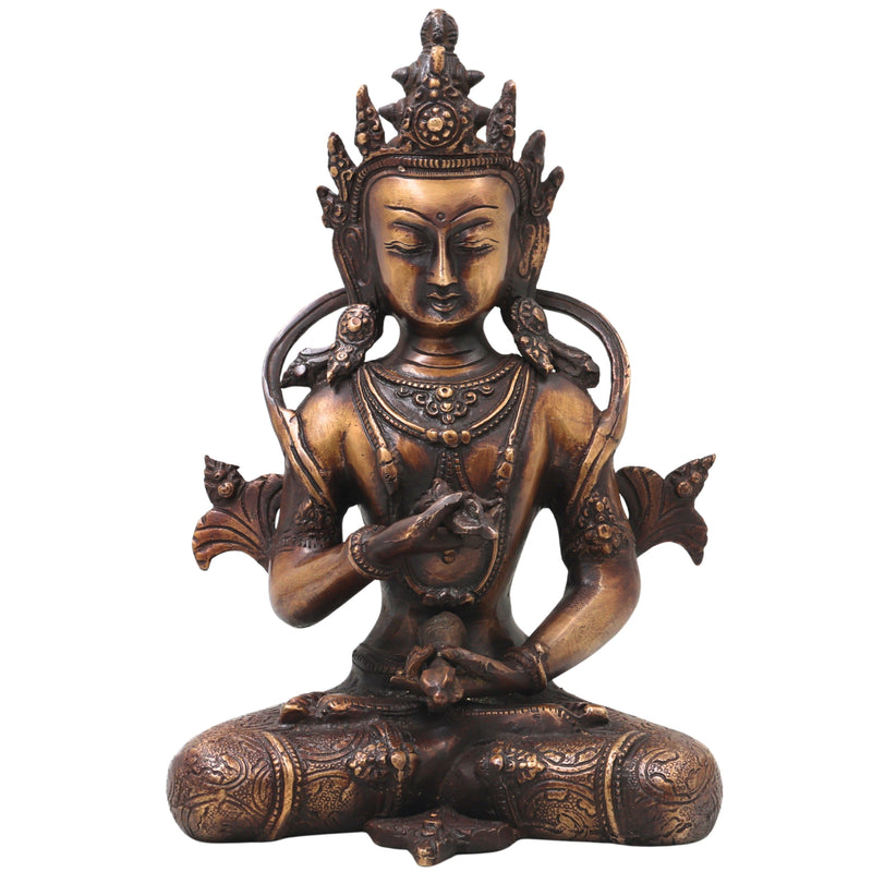 Brass Vajrasattva Idol Murti, Handcrafted Dorje Sempa Buddhist Statue for Pooja, Meditation, Home Decor & Gifting, Gold, 11 Inch, 1 Piece