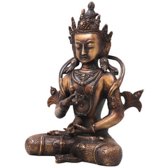 Brass Vajrasattva Idol Murti, Handcrafted Dorje Sempa Buddhist Statue for Pooja, Meditation, Home Decor & Gifting, Gold, 11 Inch, 1 Piece