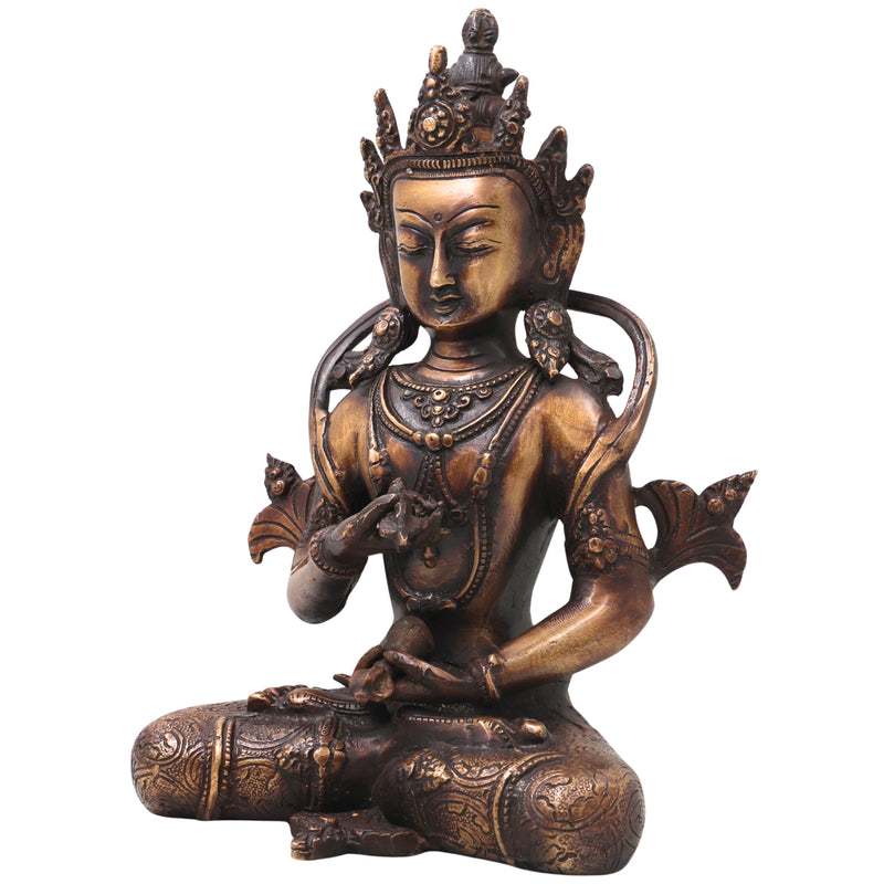 Brass Vajrasattva Idol Murti, Handcrafted Dorje Sempa Buddhist Statue for Pooja, Meditation, Home Decor & Gifting, Gold, 11 Inch, 1 Piece