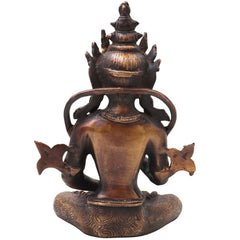 Brass Vajrasattva Idol Murti, Handcrafted Dorje Sempa Buddhist Statue for Pooja, Meditation, Home Decor & Gifting, Gold, 11 Inch, 1 Piece