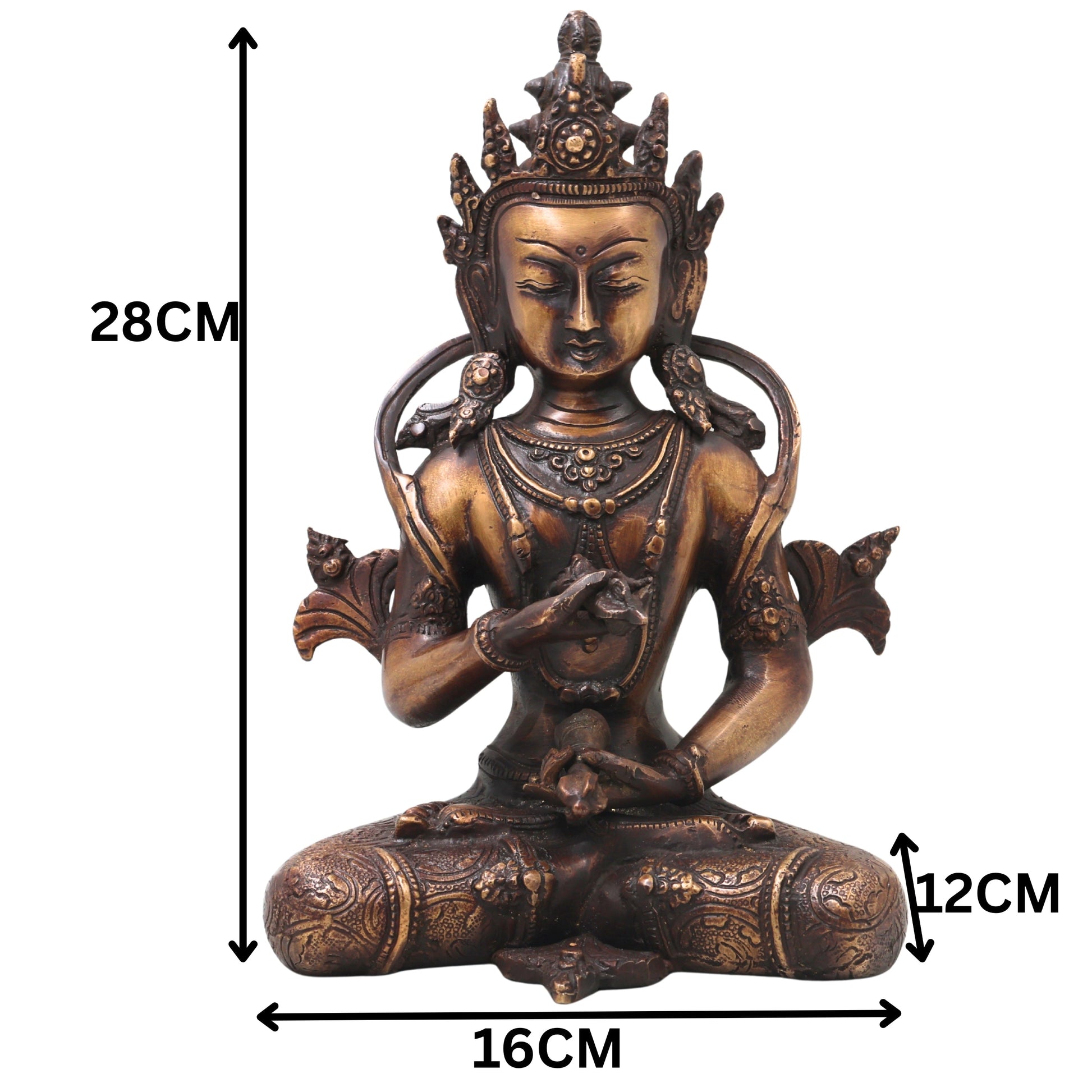 Brass Vajrasattva Idol Murti, Handcrafted Dorje Sempa Buddhist Statue for Pooja, Meditation, Home Decor & Gifting, Gold, 11 Inch, 1 Piece