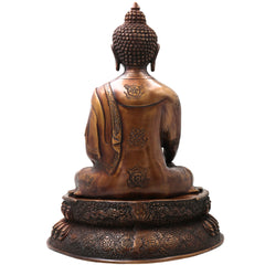 Handcrafted Brass Gautama Buddha Idol Murti, Traditional Chola Meditation Statue for Pooja, Home Decor & Gifting, Gold, 18.5 Inch, 1 Piece