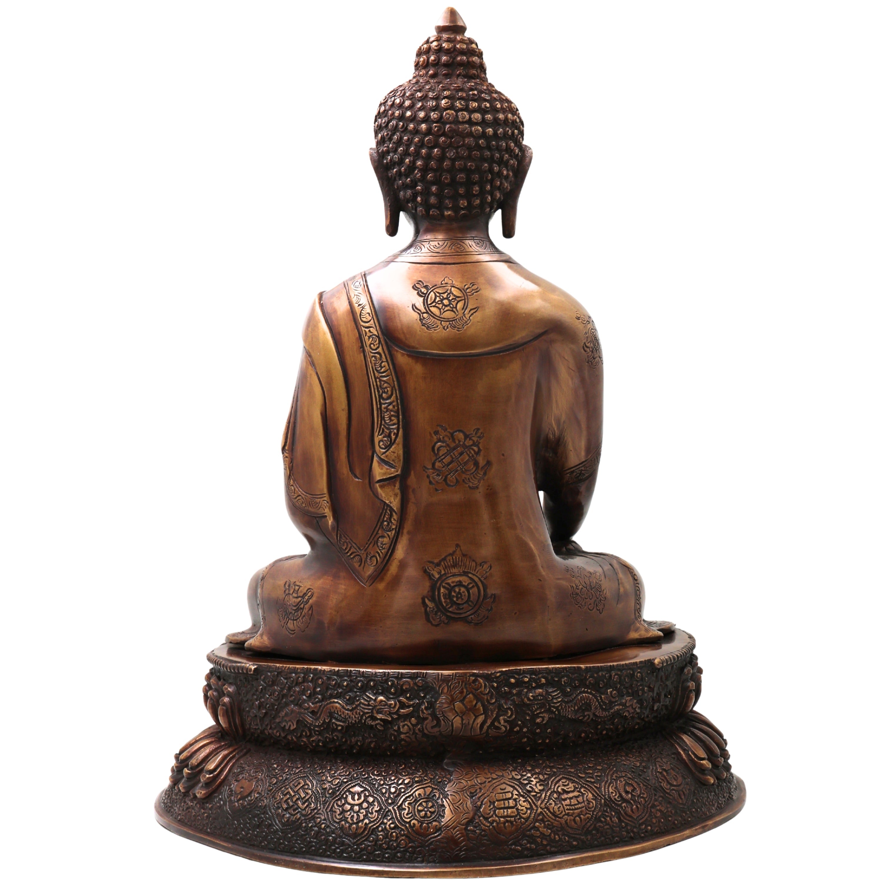 Handcrafted Brass Gautama Buddha Idol Murti, Traditional Chola Meditation Statue for Pooja, Home Decor & Gifting, Gold, 18.5 Inch, 1 Piece