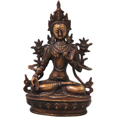 Brass White Tara Idol Murti, Handcrafted  Shveta Tara Devi Traditional Sculpture for Pooja, Decor & Gifting, Gold, 13 Inch, 1 Piece