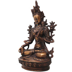 Brass White Tara Idol Murti, Handcrafted  Shveta Tara Devi Traditional Sculpture for Pooja, Decor & Gifting, Gold, 13 Inch, 1 Piece