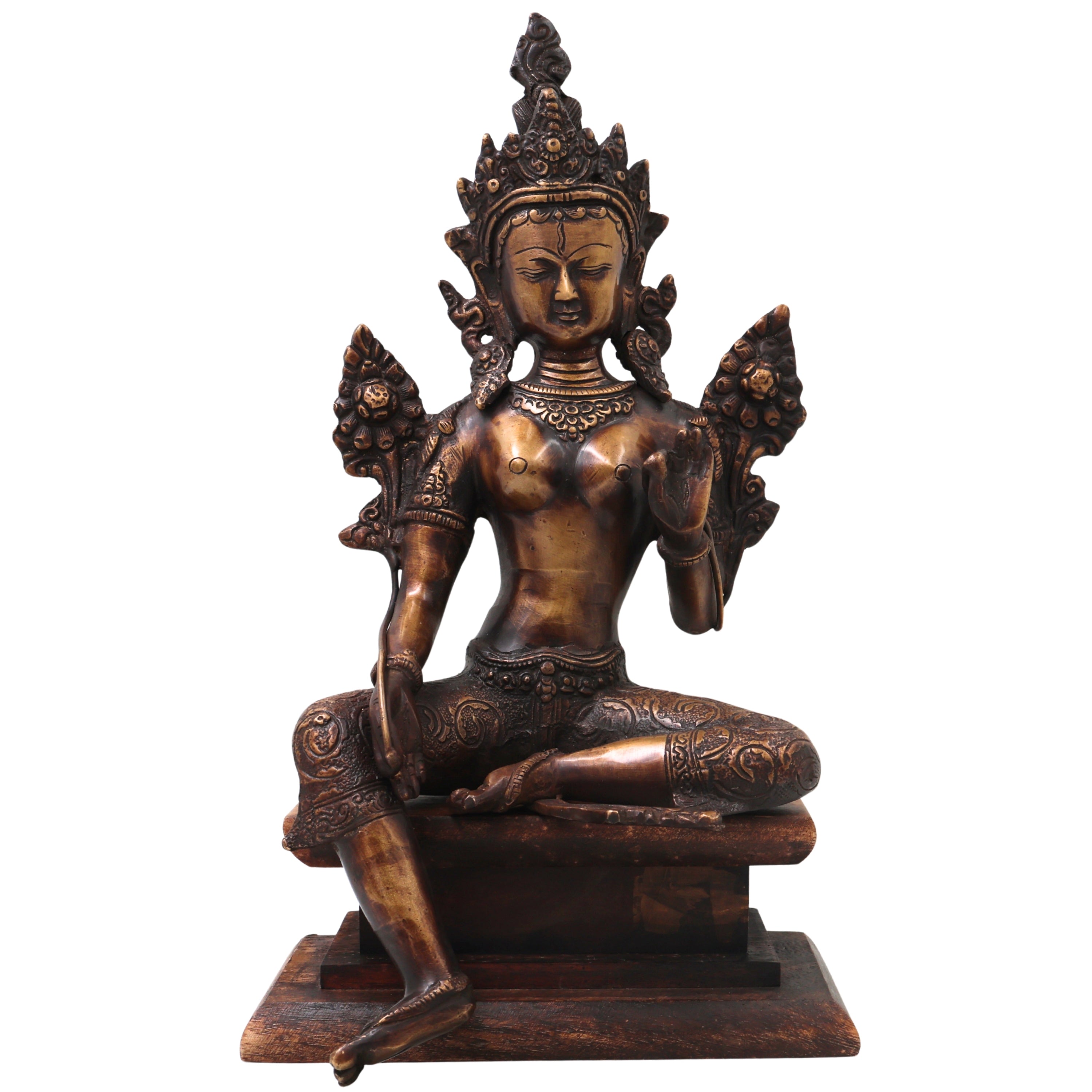 Brass Maa Tara Idol Murti, Handcrafted Mahavidya Tara Devi Statue for Pooja, Home Decor, Temple & Gifting, Gold, 14 Inch, 1 Piece