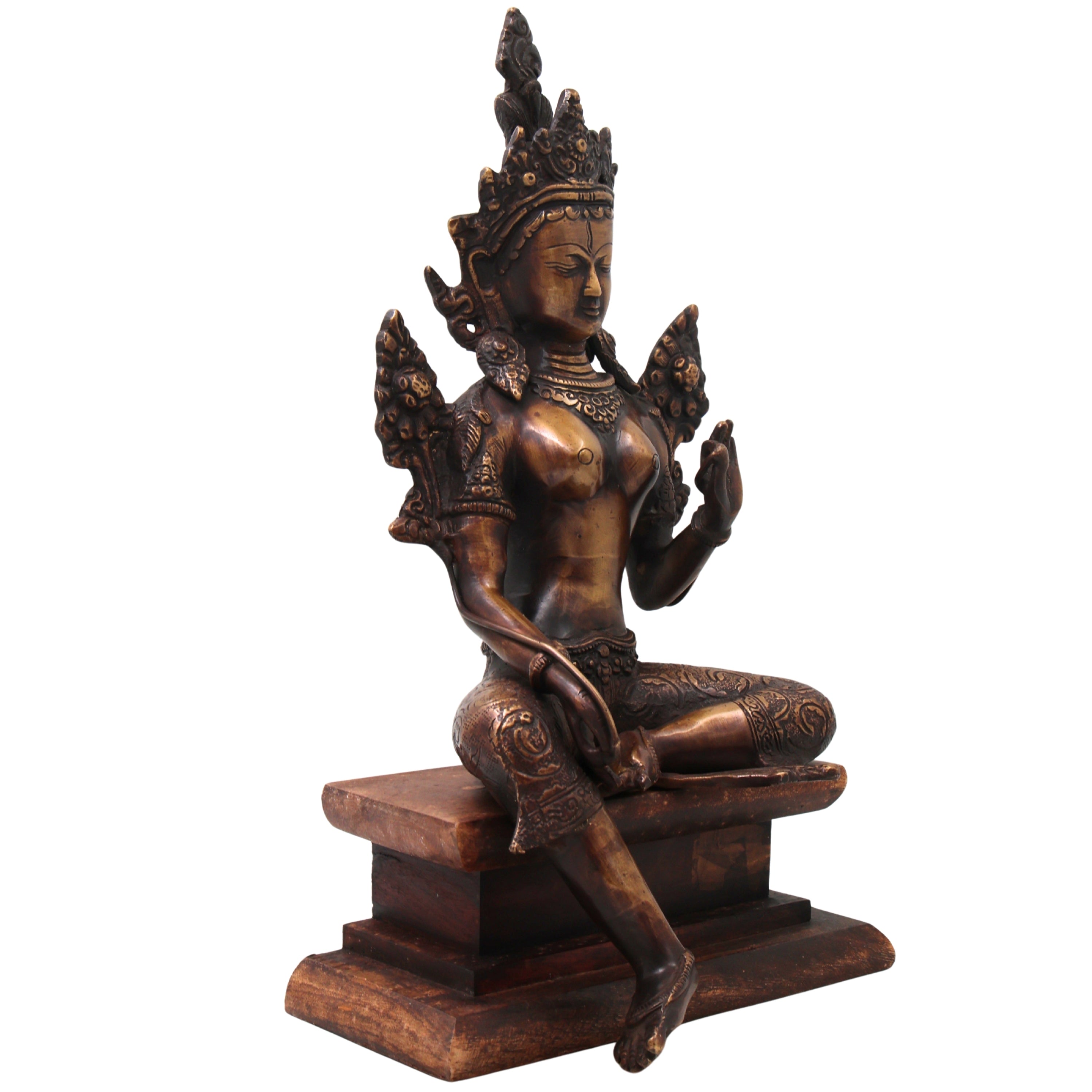 Brass Maa Tara Idol Murti, Handcrafted Mahavidya Tara Devi Statue for Pooja, Home Decor, Temple & Gifting, Gold, 14 Inch, 1 Piece