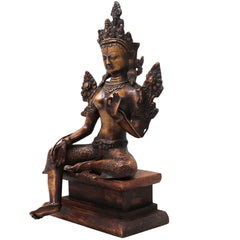 Brass Maa Tara Idol Murti, Handcrafted Mahavidya Tara Devi Statue for Pooja, Home Decor, Temple & Gifting, Gold, 14 Inch, 1 Piece