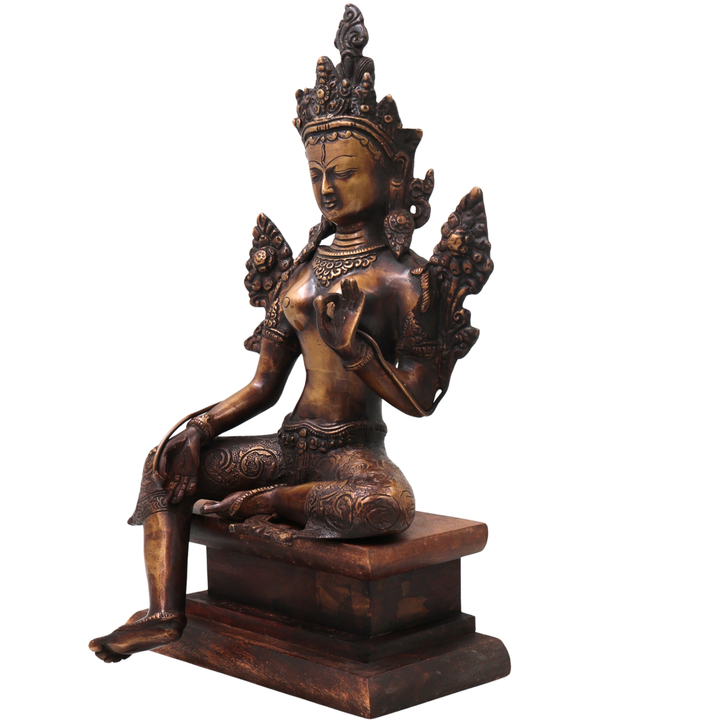 Brass Maa Tara Idol Murti, Handcrafted Mahavidya Tara Devi Statue for Pooja, Home Decor, Temple & Gifting, Gold, 14 Inch, 1 Piece