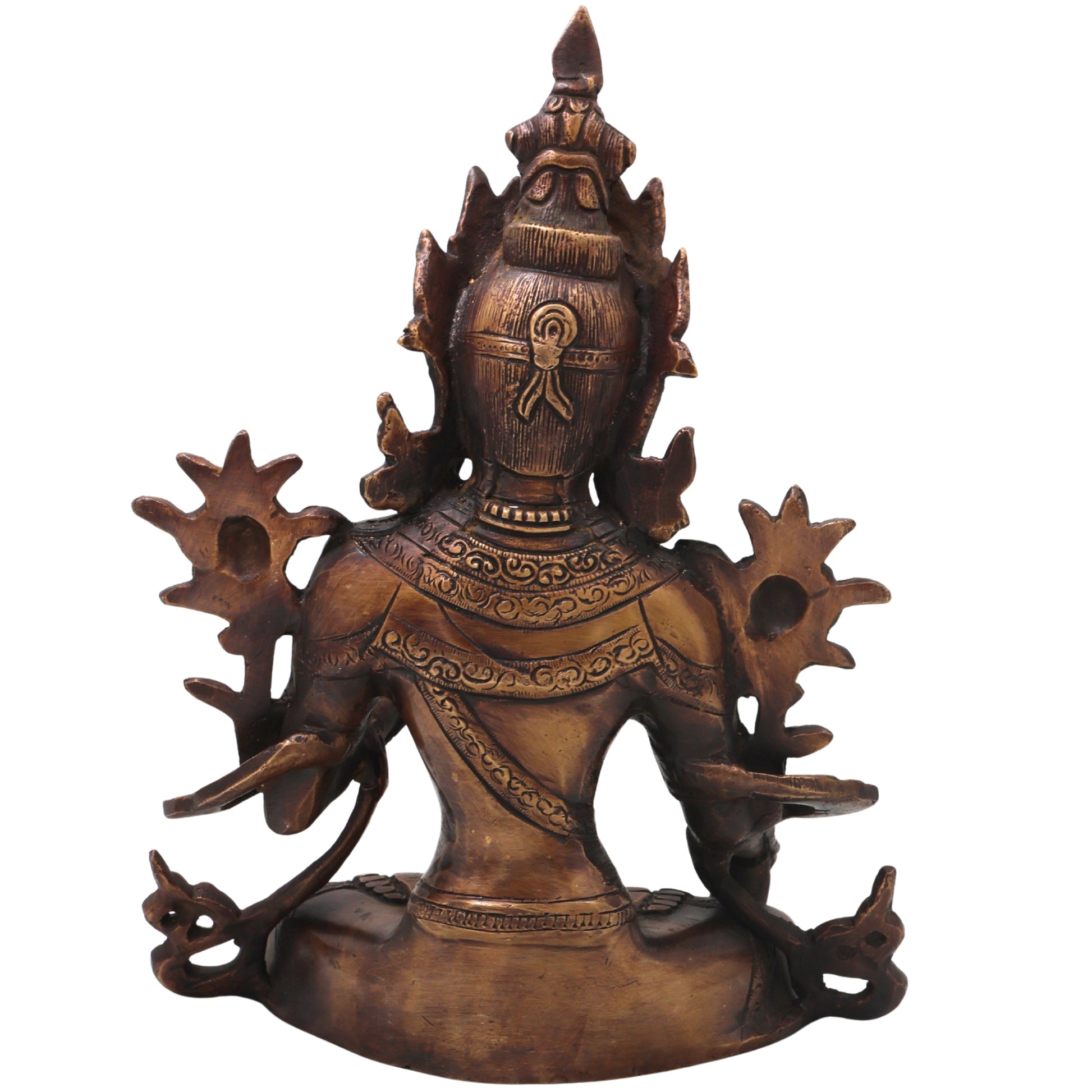 Brass White Tara Idol Handcrafted Arya Tara Goddess Murti Traditional Chola Statue for Pooja Decor & Gifting, Gold, 11 Inch, 1 Piece