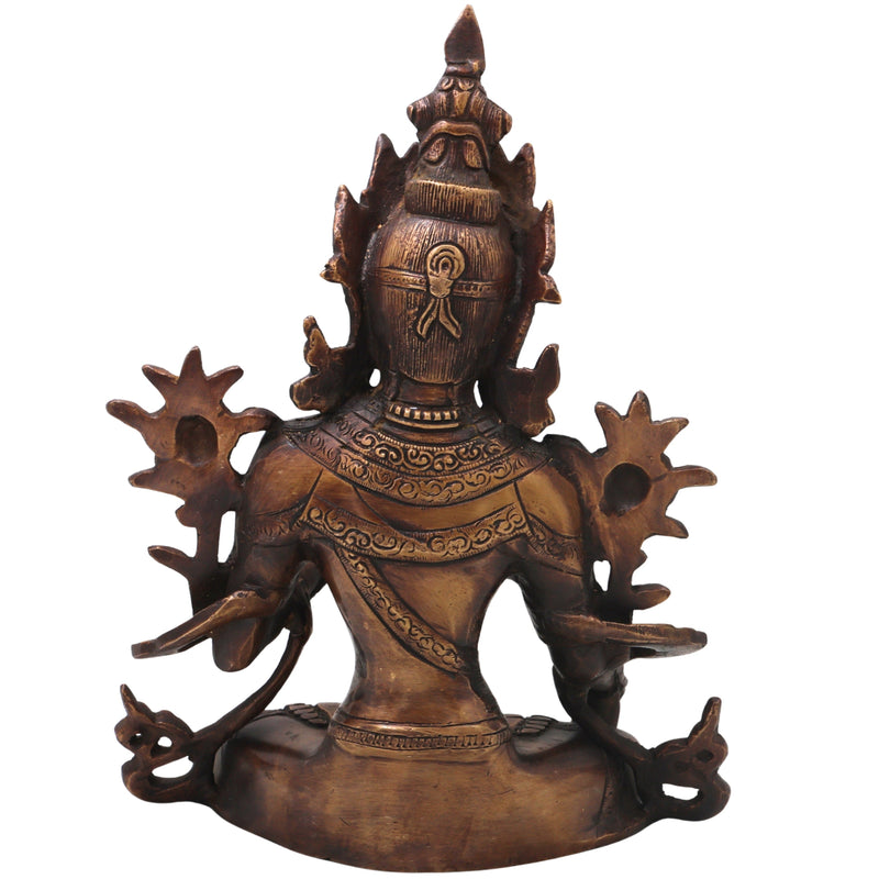 Brass White Tara Idol Handcrafted Arya Tara Goddess Murti Traditional Chola Statue for Pooja Decor & Gifting, Gold, 11 Inch, 1 Piece