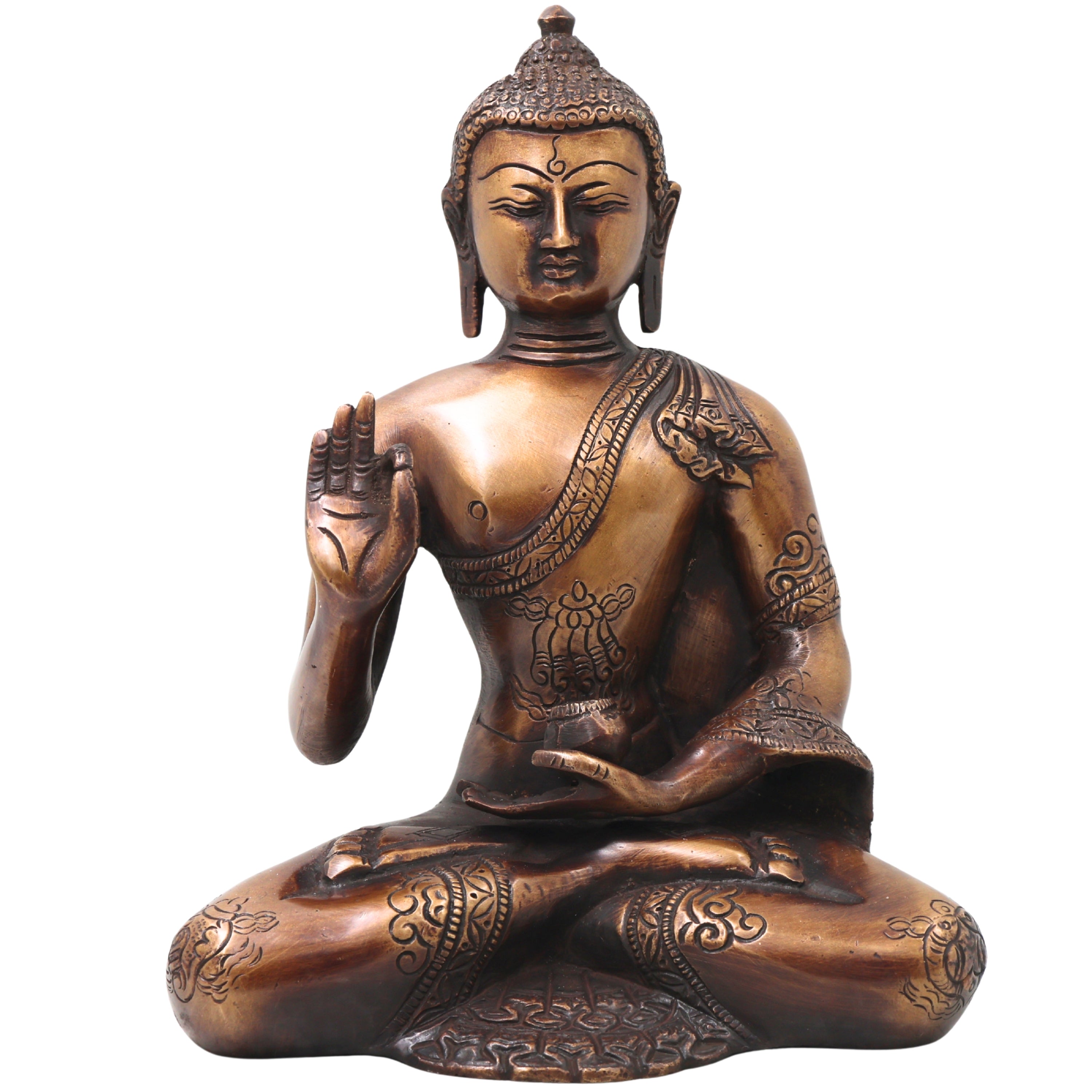 Brass Gautama Buddha Idol Handcrafted Statue Traditional Spiritual Pooja Home Decor Meditation Gift, Gold, 6.5 Inch, 1 Piece