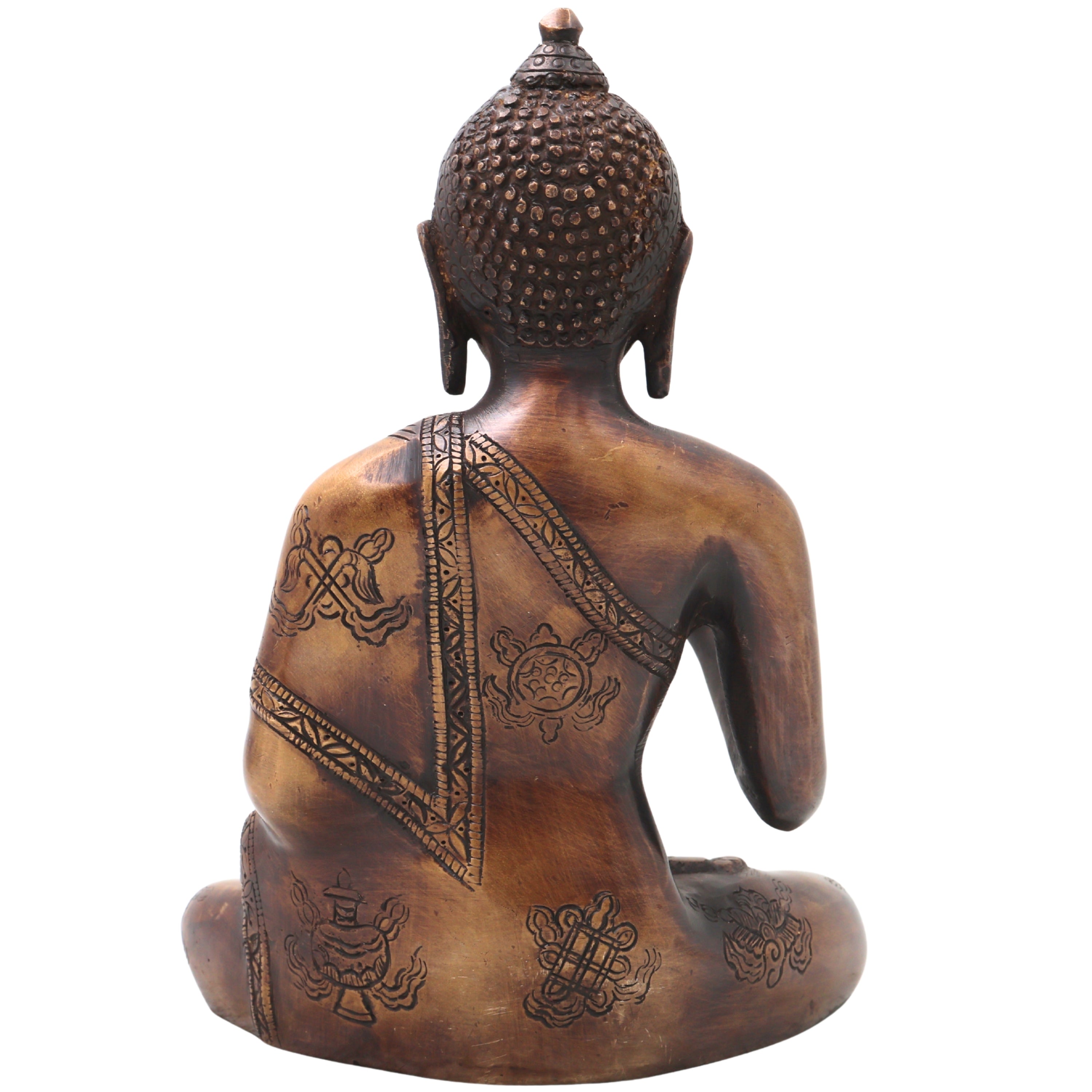 Brass Gautama Buddha Idol Handcrafted Statue Traditional Spiritual Pooja Home Decor Meditation Gift, Gold, 6.5 Inch, 1 Piece
