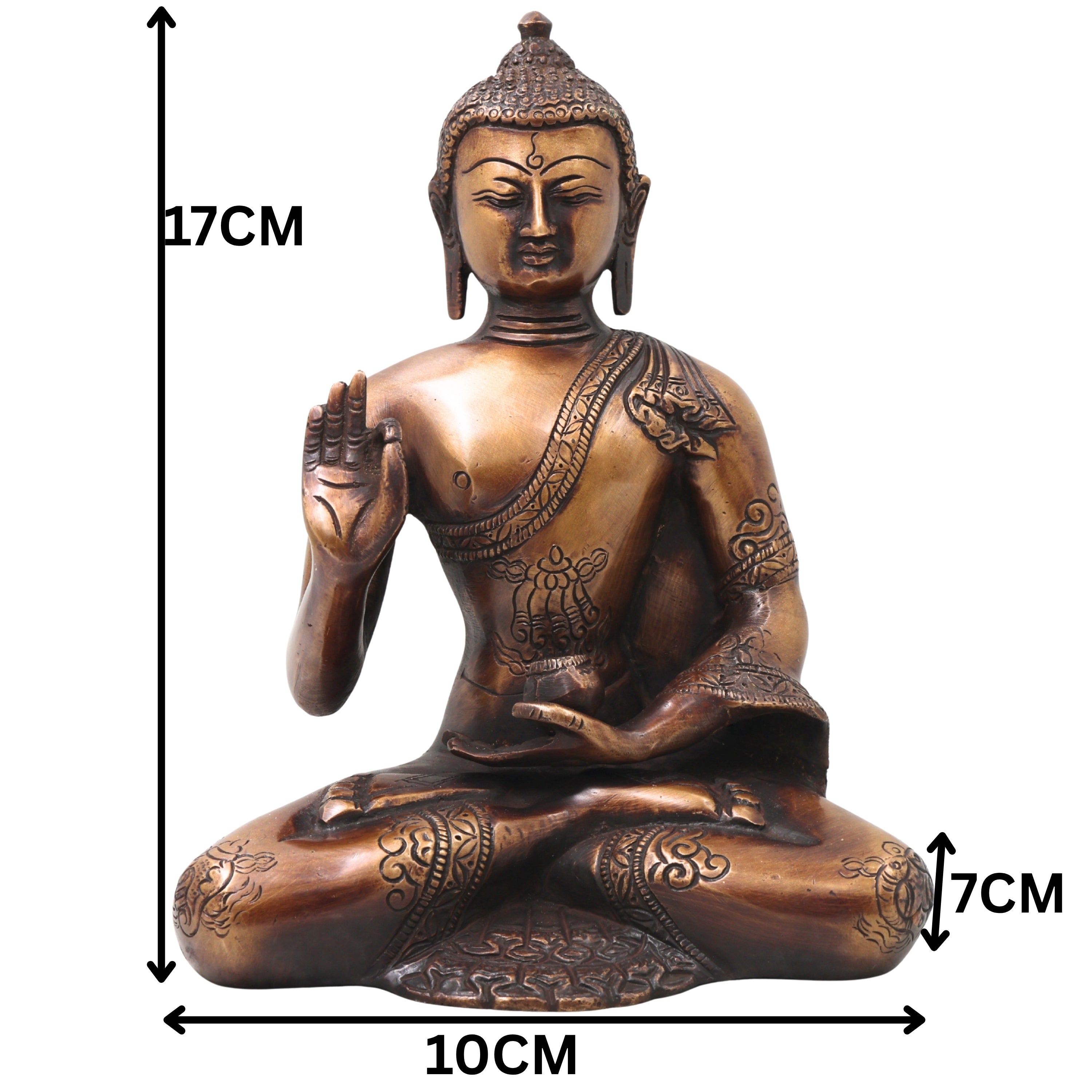 Brass Gautama Buddha Idol Handcrafted Statue Traditional Spiritual Pooja Home Decor Meditation Gift, Gold, 6.5 Inch, 1 Piece