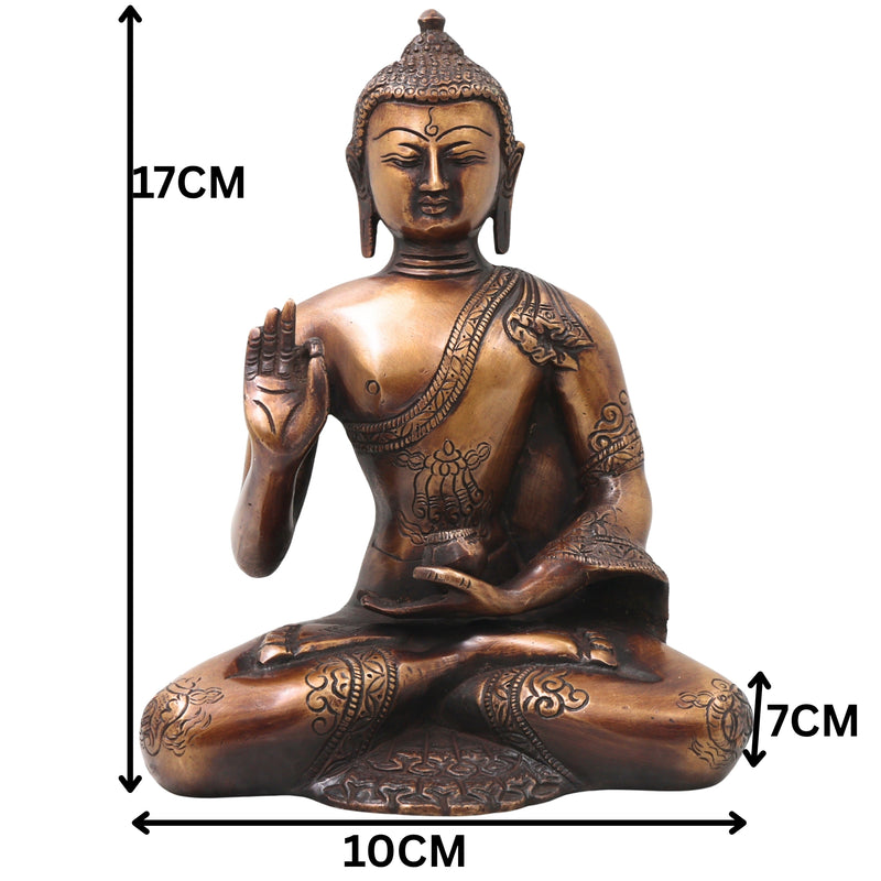 Brass Gautama Buddha Idol Handcrafted Statue Traditional Spiritual Pooja Home Decor Meditation Gift, Gold, 6.5 Inch, 1 Piece