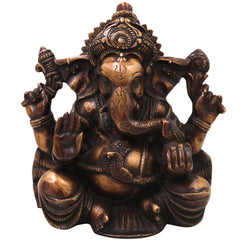 Brass Ganesh Idol Handcrafted Ganapati Vinayaka Murti Traditional Chola Style for Pooja Home Decor & Gifting, Gold, 10 Inch, 1 Piece