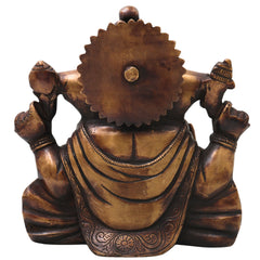 Brass Ganesh Idol Handcrafted Ganapati Vinayaka Murti Traditional Chola Style for Pooja Home Decor & Gifting, Gold, 10 Inch, 1 Piece