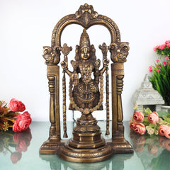 Brass Balaji Sculpture Idol, Handcrafted Sri Venkateswara Srinivasa Murti for Pooja, Home Decor & Gifting, Gold, 14.5 Inch, 1 Piece