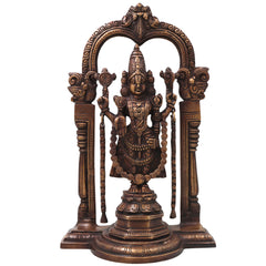 Brass Balaji Sculpture Idol, Handcrafted Sri Venkateswara Srinivasa Murti for Pooja, Home Decor & Gifting, Gold, 14.5 Inch, 1 Piece