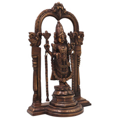 Brass Balaji Sculpture Idol, Handcrafted Sri Venkateswara Srinivasa Murti for Pooja, Home Decor & Gifting, Gold, 14.5 Inch, 1 Piece