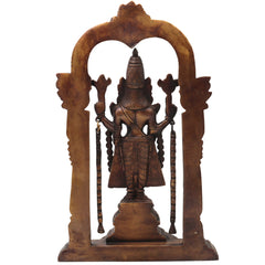 Brass Balaji Sculpture Idol, Handcrafted Sri Venkateswara Srinivasa Murti for Pooja, Home Decor & Gifting, Gold, 14.5 Inch, 1 Piece