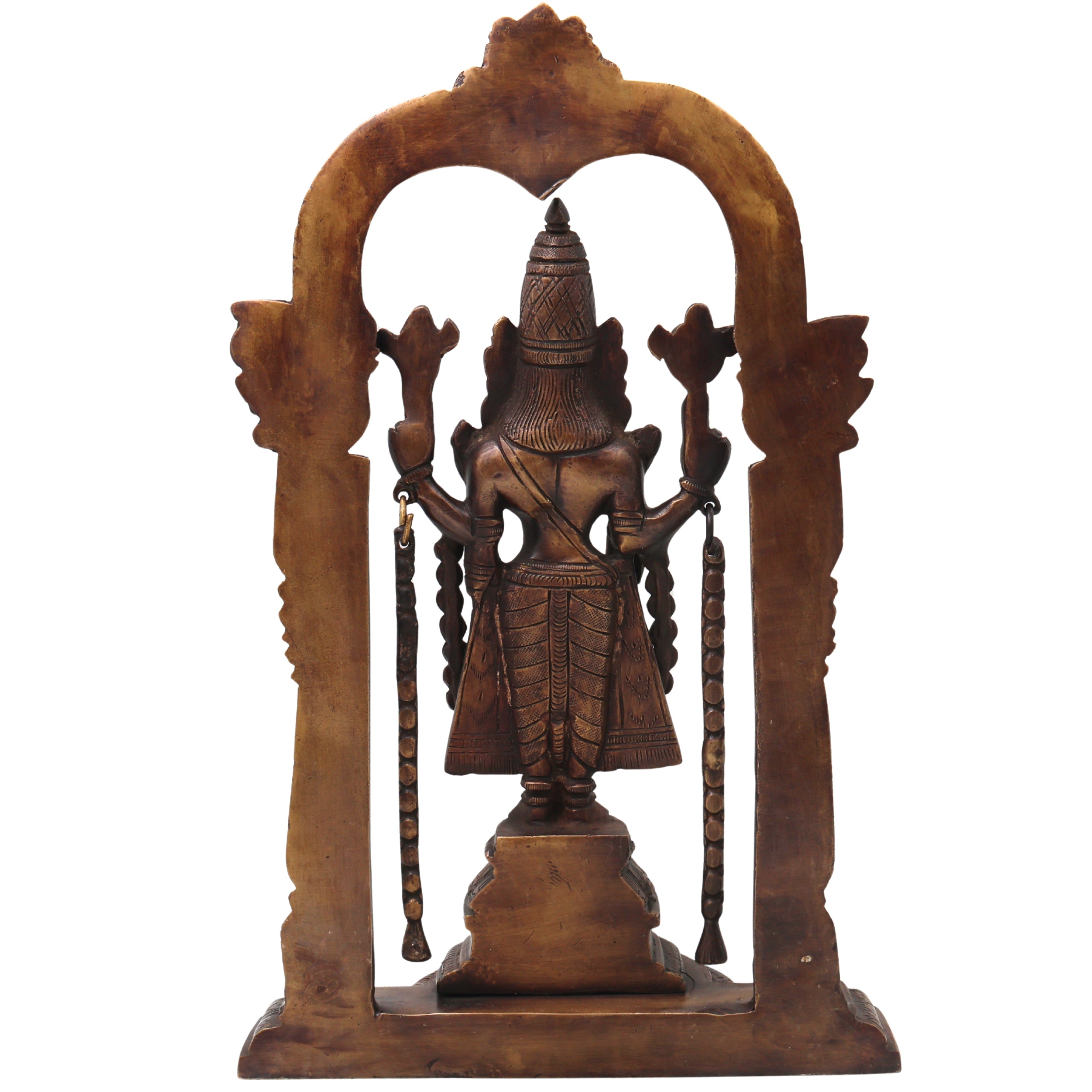 Brass Balaji Sculpture Idol, Handcrafted Sri Venkateswara Srinivasa Murti for Pooja, Home Decor & Gifting, Gold, 14.5 Inch, 1 Piece