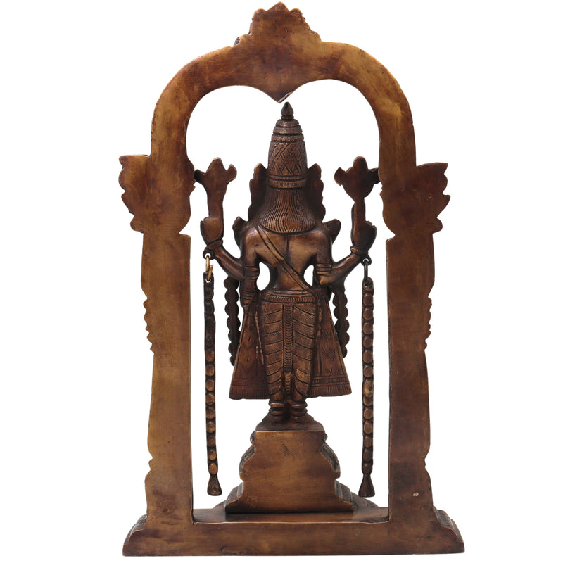 Brass Balaji Sculpture Idol, Handcrafted Sri Venkateswara Srinivasa Murti for Pooja, Home Decor & Gifting, Gold, 14.5 Inch, 1 Piece