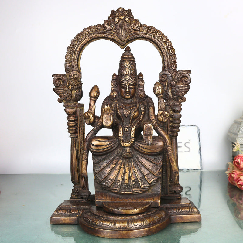 Brass Padmavati Devi Idol Handcrafted Alamelu Manga Murti Traditional Chola Style for Pooja Home Decor & Gifting, Gold, 13 Inch, 1 Piece