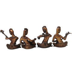 Handcrafted Brass Musician Idol, Traditional Sangeetkar Murti, Chola Art Sculpture for Home Decor & Gifting, Gold, 6.5 Inch, 1 Piece