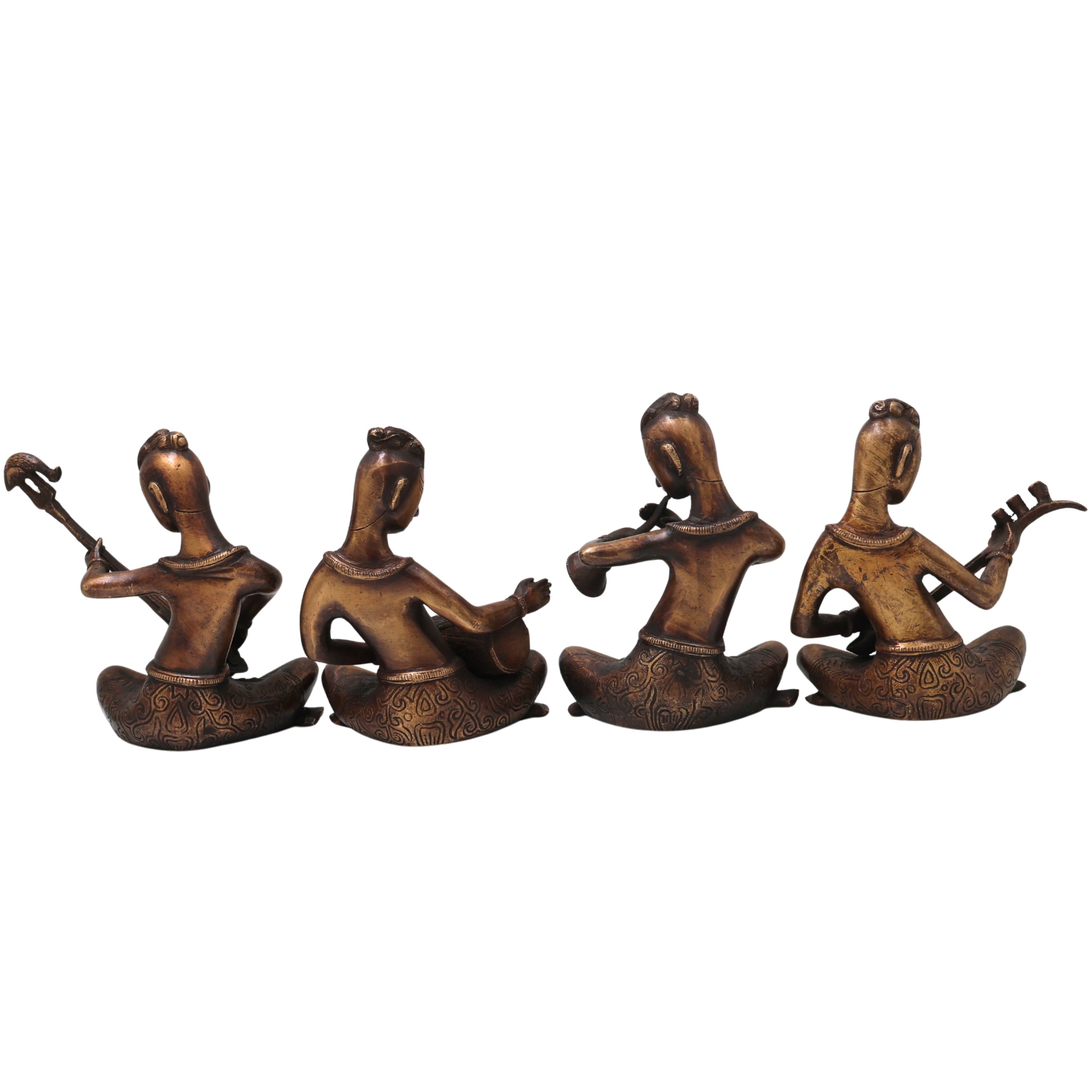 Handcrafted Brass Musician Idol, Traditional Sangeetkar Murti, Chola Art Sculpture for Home Decor & Gifting, Gold, 6.5 Inch, 1 Piece