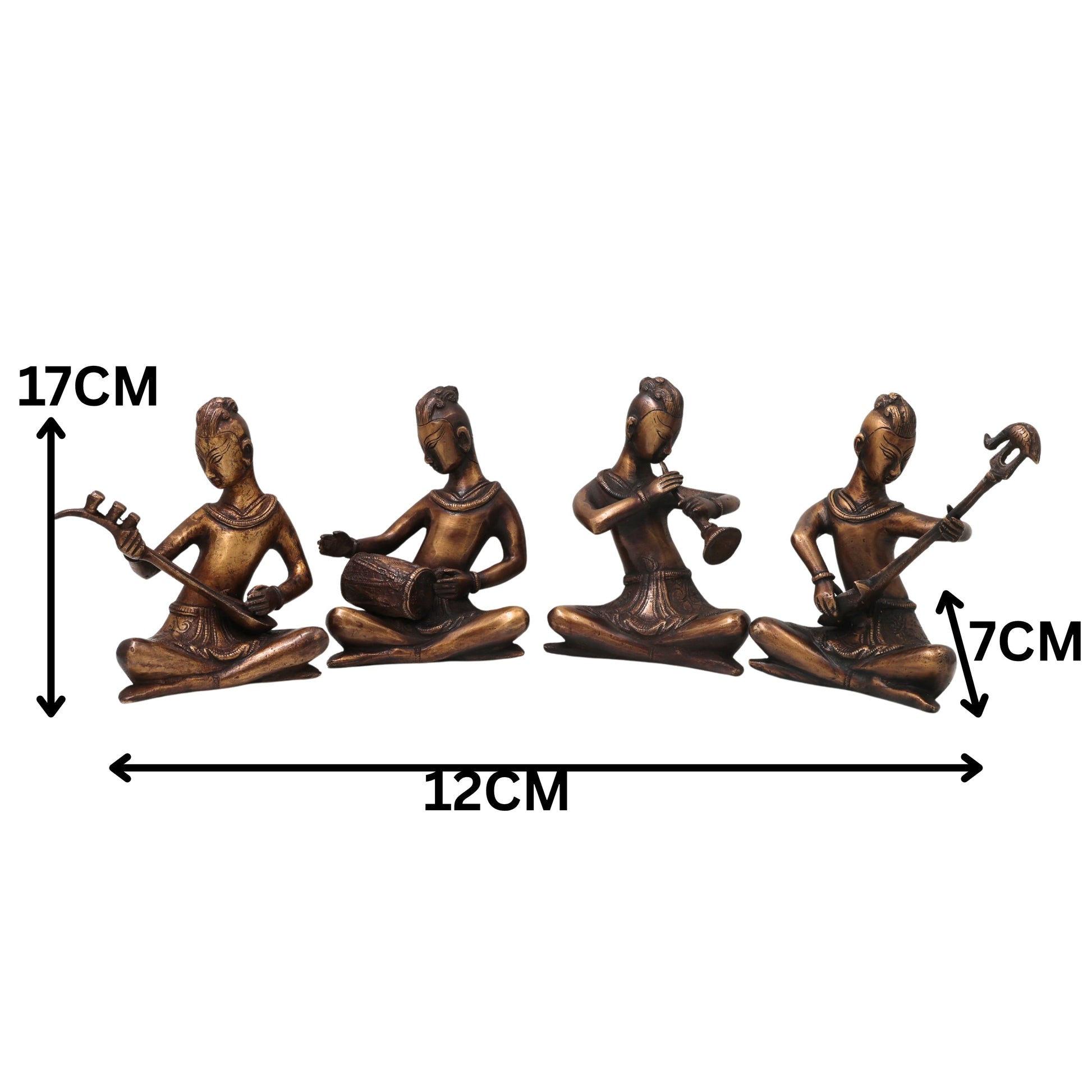 Handcrafted Brass Musician Idol, Traditional Sangeetkar Murti, Chola Art Sculpture for Home Decor & Gifting, Gold, 6.5 Inch, 1 Piece