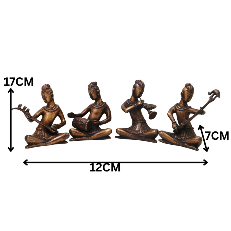 Handcrafted Brass Musician Idol, Traditional Sangeetkar Murti, Chola Art Sculpture for Home Decor & Gifting, Gold, 6.5 Inch, 1 Piece