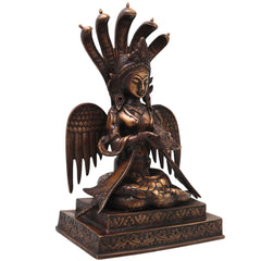 Brass Nagkanya Idol Handcrafted Nagini Naga Devi Murti Traditional Chola Style Pooja Home Decor Gift Statue, Gold, 12.5 Inch, 1 Piece
