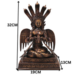 Brass Nagkanya Idol Handcrafted Nagini Naga Devi Murti Traditional Chola Style Pooja Home Decor Gift Statue, Gold, 12.5 Inch, 1 Piece