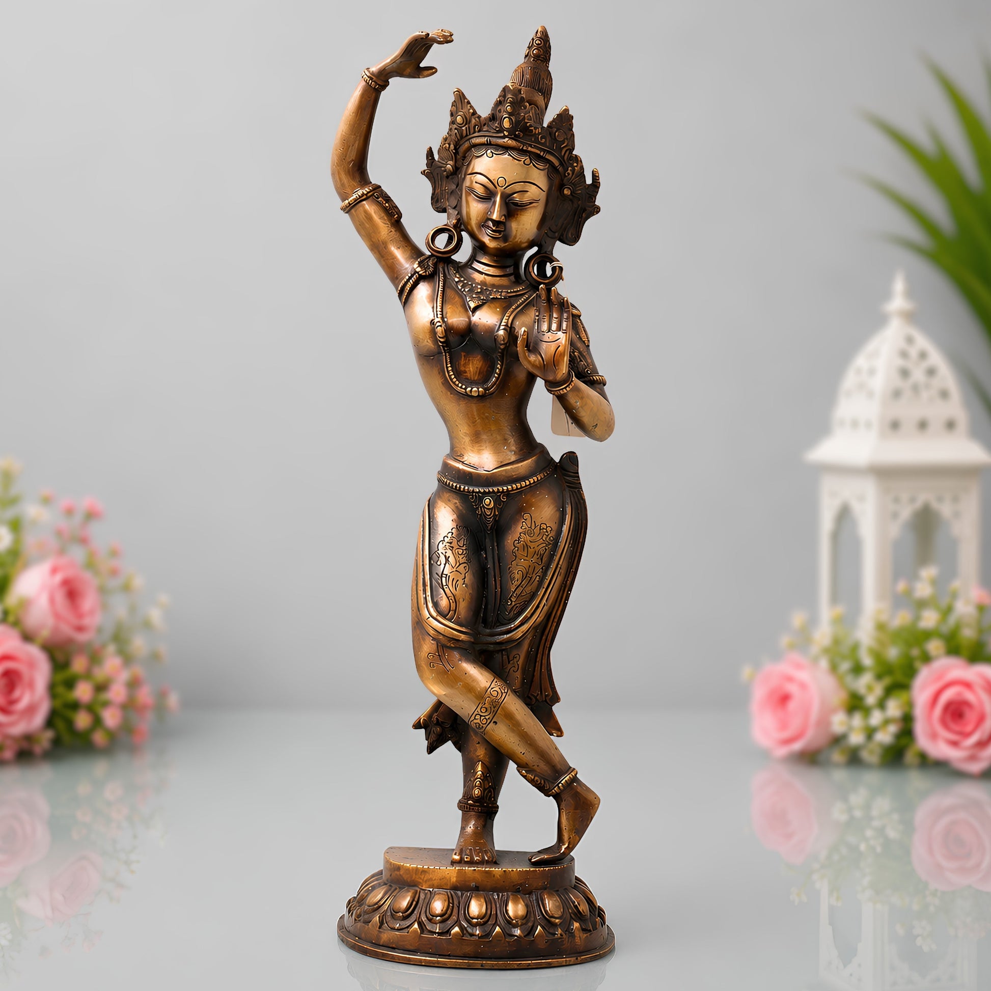 Brass Mayadevi Idol, Mahamaya Devi Handcrafted Traditional Chola Murti for Pooja, Temple Decor & Gifting, Gold, 21 Inch, 1 Piece