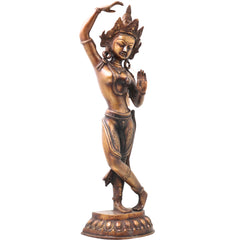 Brass Mayadevi Idol, Mahamaya Devi Handcrafted Traditional Chola Murti for Pooja, Temple Decor & Gifting, Gold, 21 Inch, 1 Piece