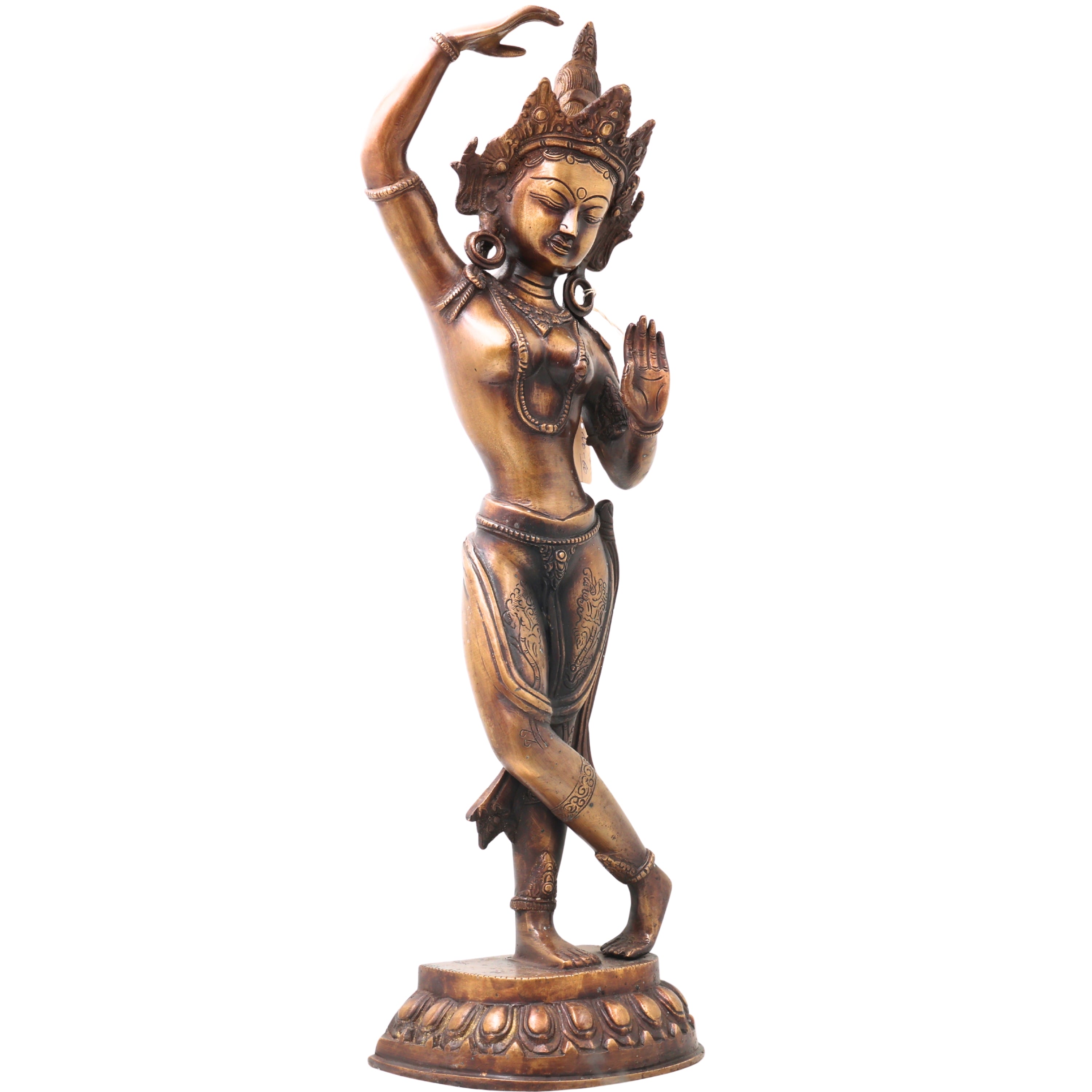 Brass Mayadevi Idol, Mahamaya Devi Handcrafted Traditional Chola Murti for Pooja, Temple Decor & Gifting, Gold, 21 Inch, 1 Piece